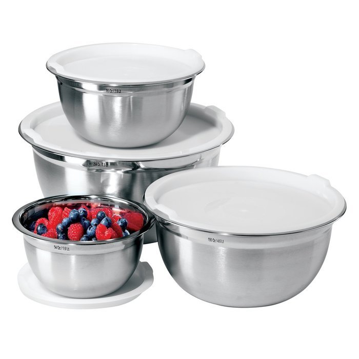Oggi 7294 Stainless Steel 8-Piece Mixing Bowl Set with Lids