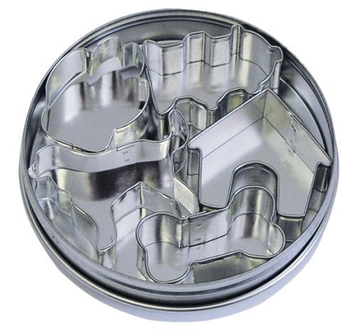 R & M International Top Selling Set of 5 Cutest Mini Dog Treat Cookie Cutters in Storage Tin - Make Your Own...