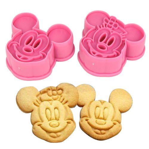 Mickey and Minnie Plunger Cookie Cutter 2 Pc Pink Set