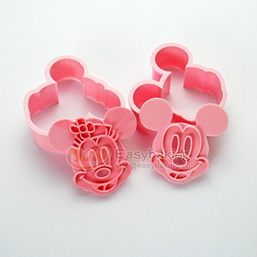 Mickey and Minnie Plunger Cookie Cutter 2 Pc Pink Set N2