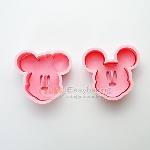 Mickey and Minnie Plunger Cookie Cutter 2 Pc Pink Set N3
