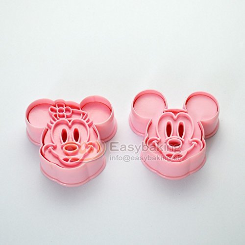 Mickey and Minnie Plunger Cookie Cutter 2 Pc Pink Set N4