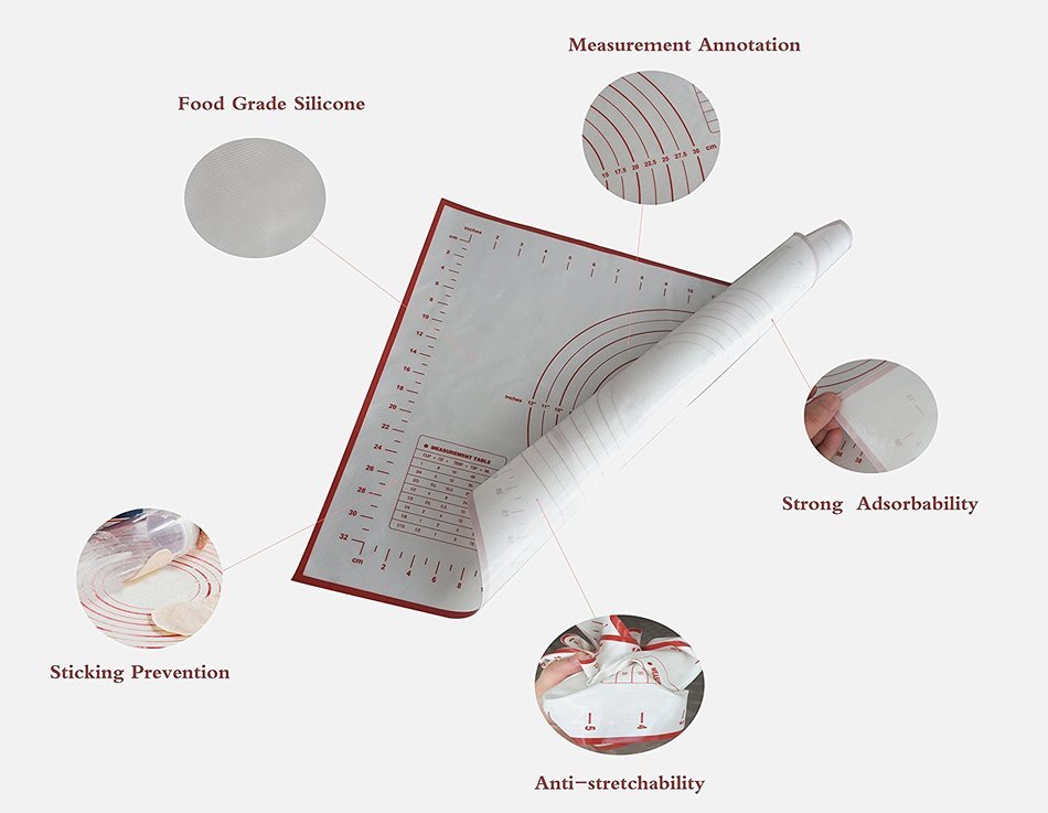 Lucky Gourd Silicone Baking Mat with Measurements Table,temperature,16*24inch.professional German Grade, Reusable... N4