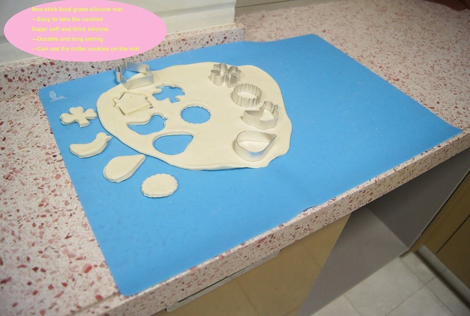 Super Kitchen Food Grade Silicone Pastry Mat Extra Large Nonstick Baking Mat Oven Fondant Counter Mat 23.4 By... N3