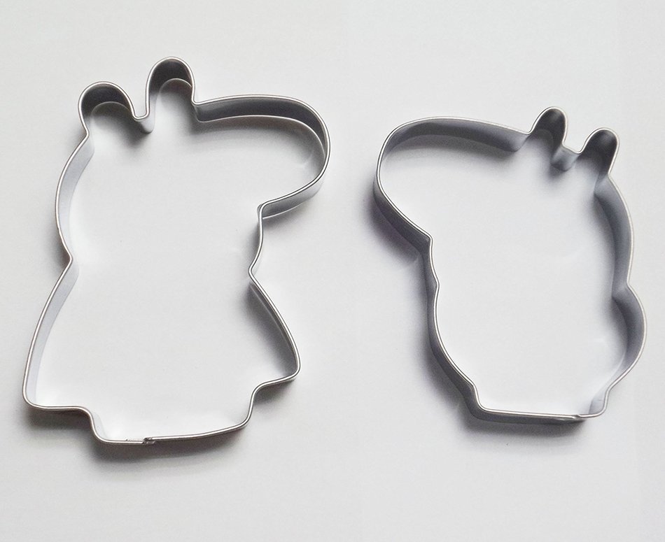 Yunko 2pcs Peppa Pig Stainless Steel Cookie Fondant Cutter Cake Decorating Tools