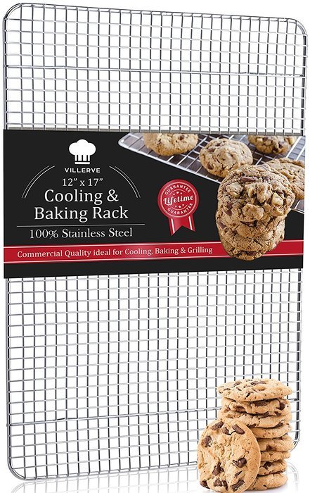 Villerve Baking Rack 12" x 17" Chef Grade Commercial Quality100% Stainless Steel - fits Half Sheet Pan, Strengthened...
