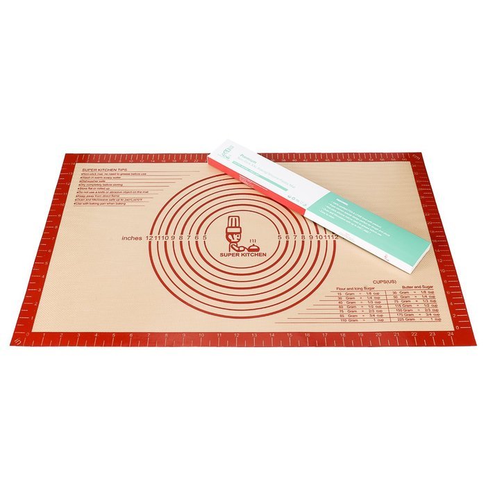 Super Kitchen Premium Food Grade Non-stick Silicone Baking Mat Pastry Mat with Measurements 16'' By 26'' for Dough...