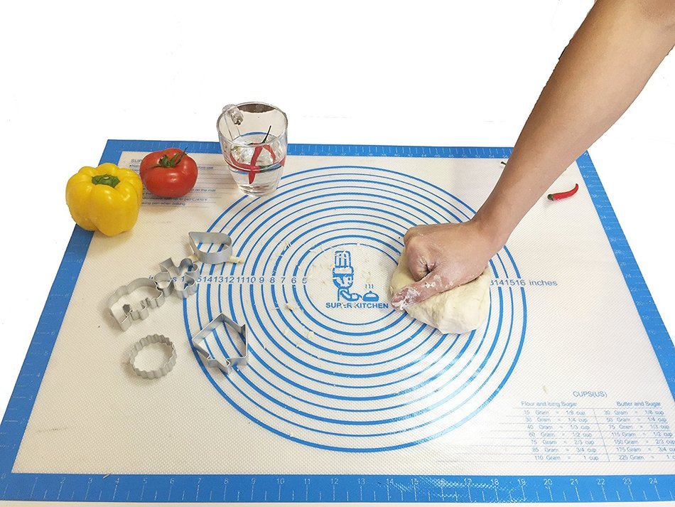 Super Kitchen Premium Food Grade Non-stick Silicone Baking Mat Pastry Mat with Measurements 16'' By 26'' for Dough... N9