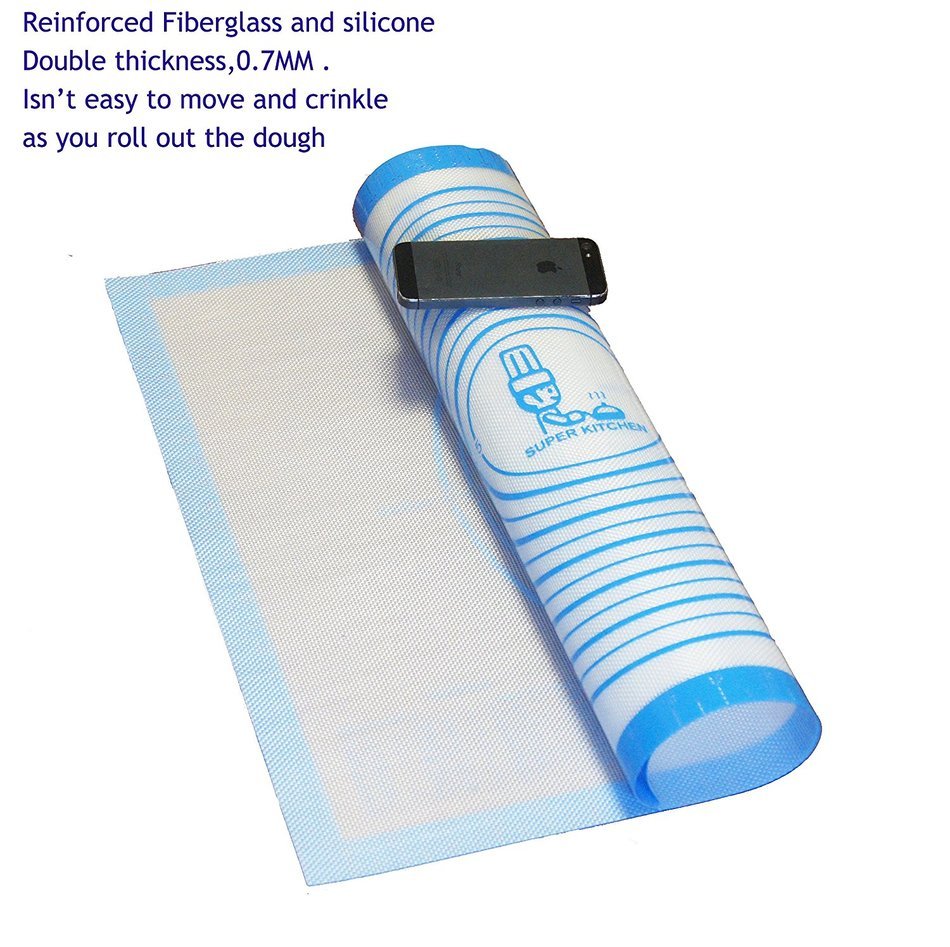 Super Kitchen Premium Food Grade Non-stick Silicone Baking Mat Pastry Mat with Measurements 16'' By 26'' for Dough... N10