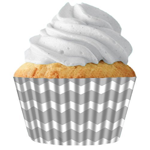 Silver Chevron Standard Cupcake Baking Cup Liners, 32 Count by Cupcake Creations