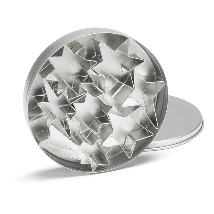 Patisse 7-Piece Cookie Cutter, Star Round Tin Box
