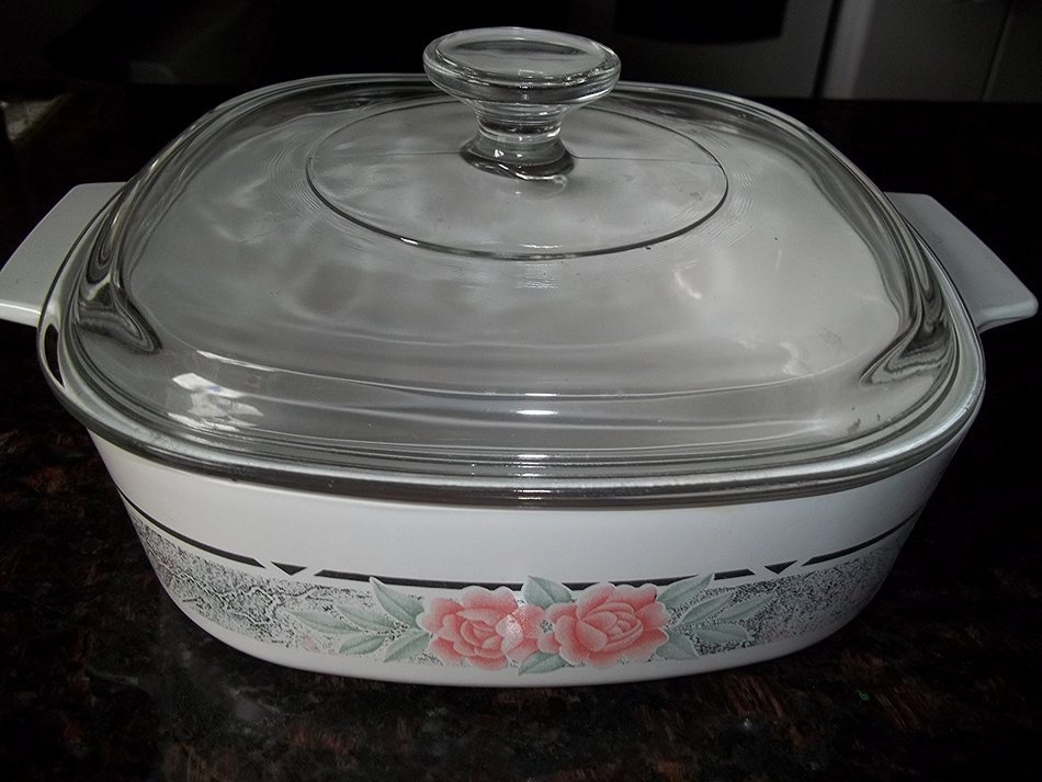 Corning Ware 2 Liter A-2-B Silk & Roses w/Lid