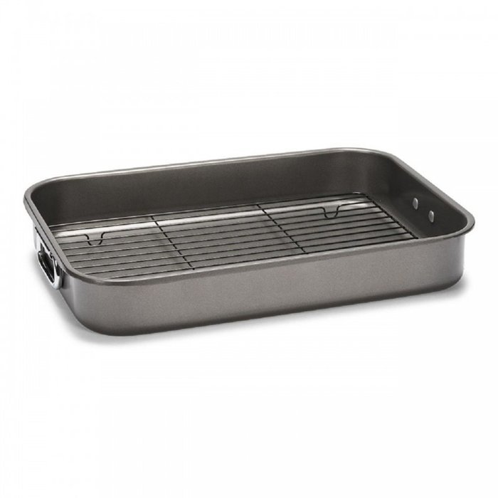 Patisse Carat Roaster Pan with Rack Heavy Duty Double Non-Stick Coating, Dark Grey Metallic