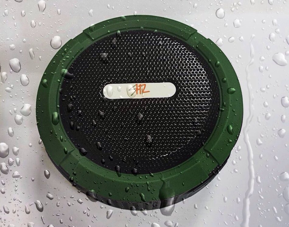 ShiZ 3.0 Wireless Bluetooth 5W Speaker Waterproof/Speakerphone/Suction Cup/Micro SD/Carbine Clip-Olive Green N5