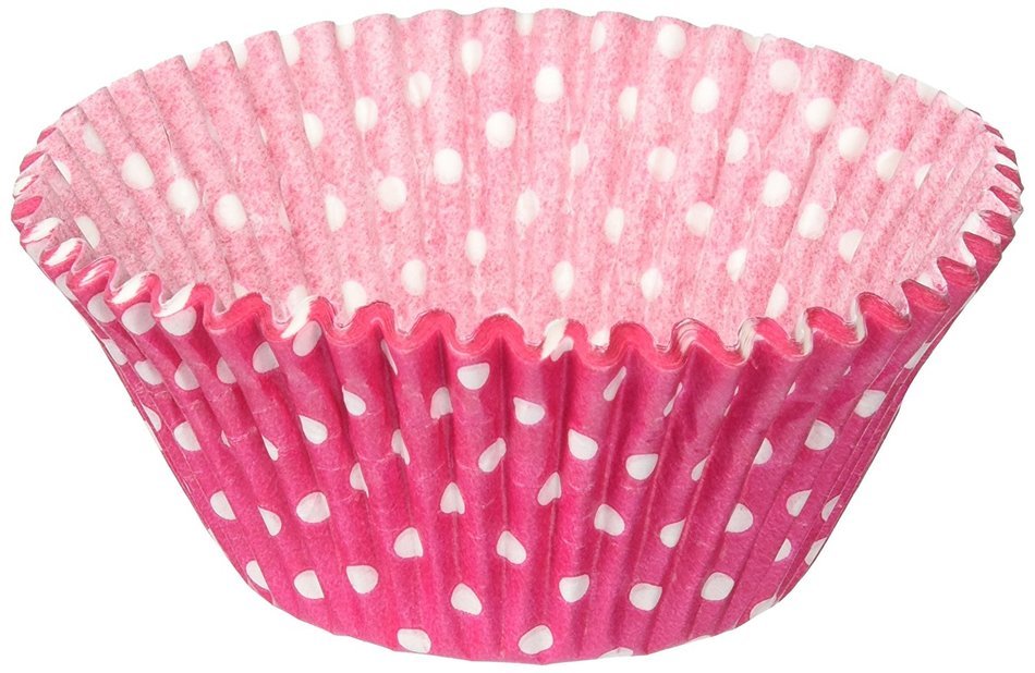 Oasis Supply Baking Cups in Pink Polka Dot, Jumbo, 100-Count, Pink/White