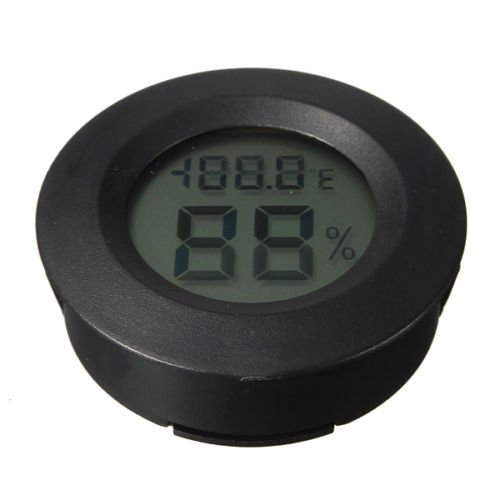 Digital Cigar Humidor Hygrometer Thermometer 1 3/4" Inch Round Black Face 001-c N2