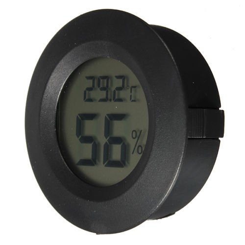 Digital Cigar Humidor Hygrometer Thermometer 1 3/4" Inch Round Black Face 001-c N3