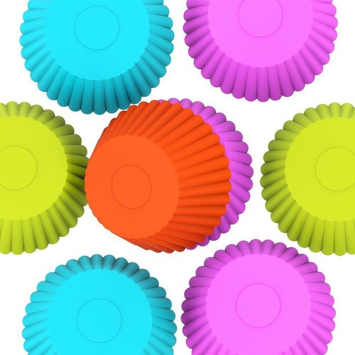 OliaDesign Silicone Cupcake, Muffin and Cake Baking Cup Liners Molds Sets (24 Pack), Multicolored N3