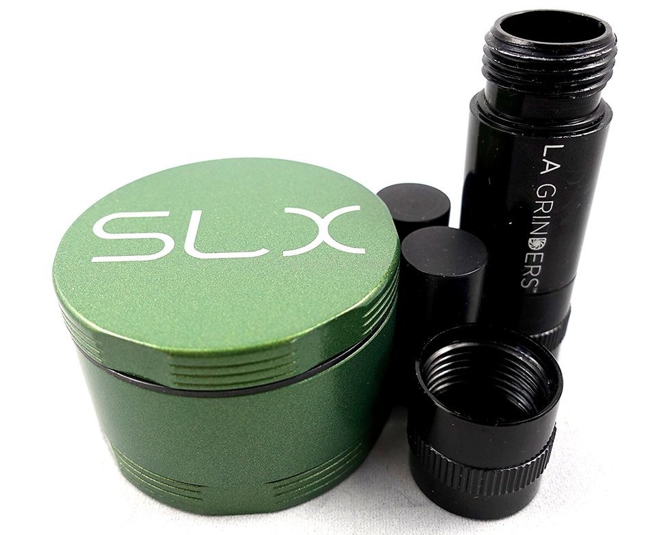 SLX Version 2.0 Green Non-Stick 4 Piece Grinder - 2 Inch with La Grinders Pollen Press N3
