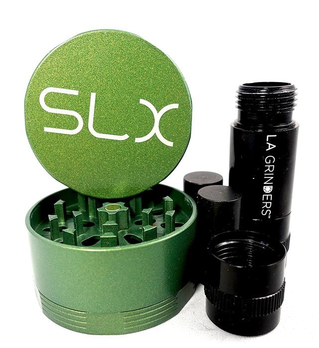 SLX Version 2.0 Green Non-Stick 4 Piece Grinder - 2 Inch with La Grinders Pollen Press N4