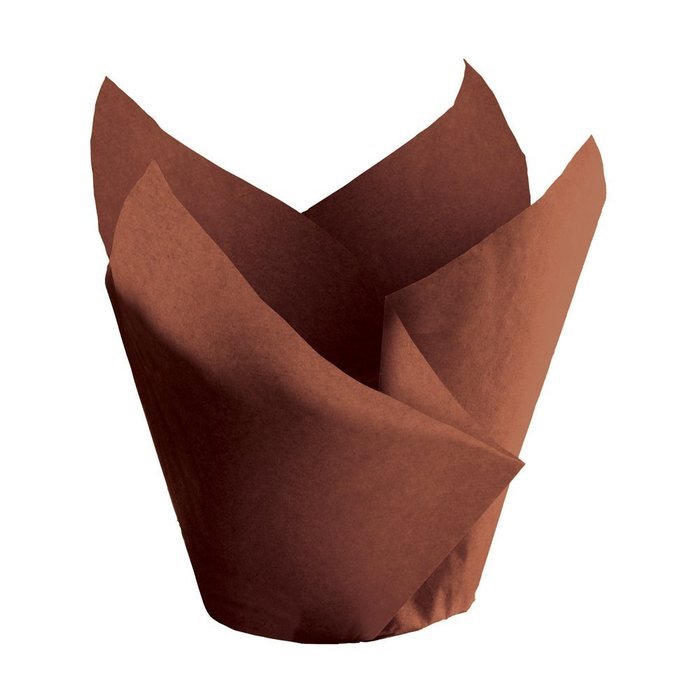 Hoffmaster 611117 Tulip Cup Cupcake Wrapper/Baking Cup, 2" Diameter x 3-1/2" Height, Small, Chocolate (Pack of...