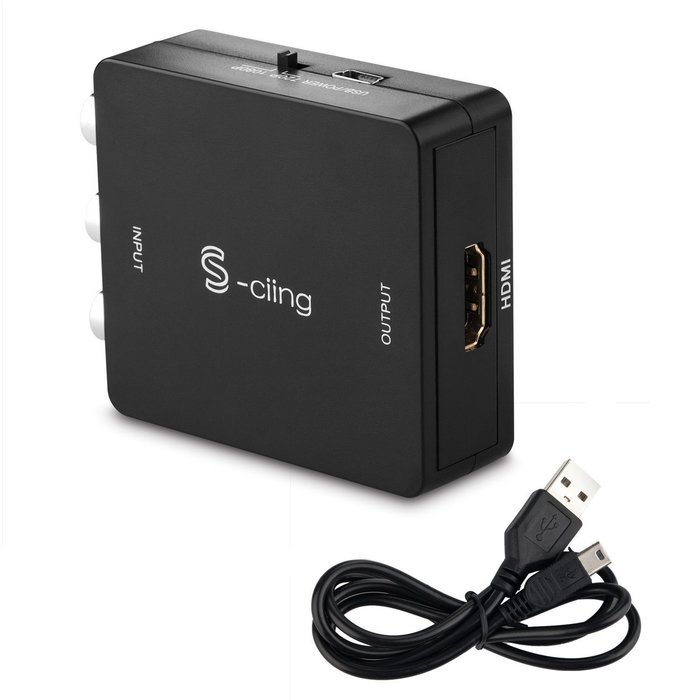 S-ciing RCA Composite CVBS AV to HDMI Video Audio Converter AV2HDMI Adapter Mini Box Support 1080P for TV/PC/PS3... N4