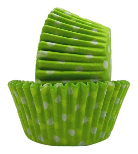 Regency Wraps Greaseproof Baking Cups, Lime Green and White Polka Dots, 40-Count, Standard.