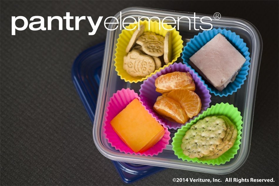 Pantry Elements Silicone Cupcake Liners / Baking Cups - 12 Vibrant Muffin Molds in Storage Jar N7