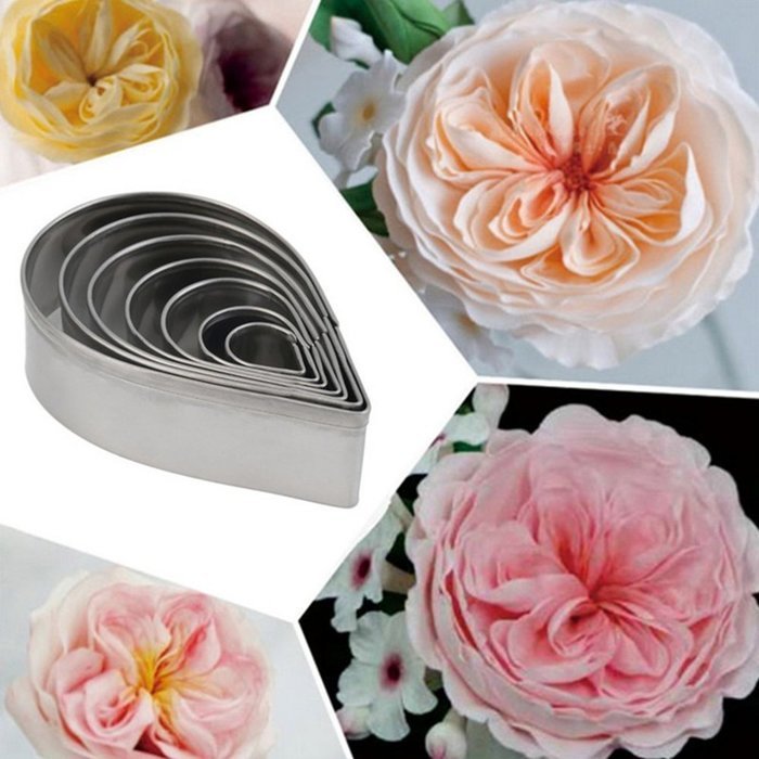 JUMUU Gum Paste Fondant 7-Piece Rose Petal Cutter Set, 1/2-Inch to 2-3/4-Inch N4