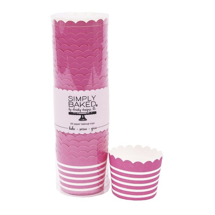 Simply Baked Small Paper Baking Cups & Cake Toppers, Red N23