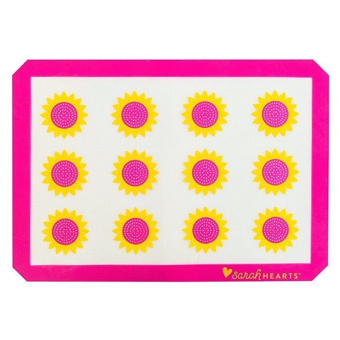 Sarah Hearts Silicone Baking Mat - Sunflower Design (Yellow / Pink - 16 1/2" x 11 5/8")