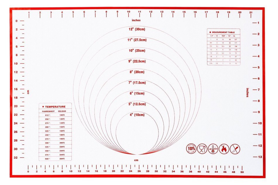 ME.FAN&trade; Silicone Pastry Mat With Measurements - 23&rsquo;&rsquo;x15&rsquo;&rsquo; Non-Stick Cookie Sheet - Full Sticks to Countertop Silicone...