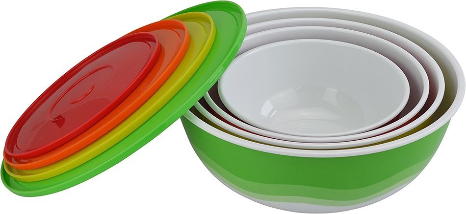 Surpahs Superior Nested Mixing & Prep Bowl Set of 4 Bowls w/ Color Matched Complementary Lids [Improved] N5