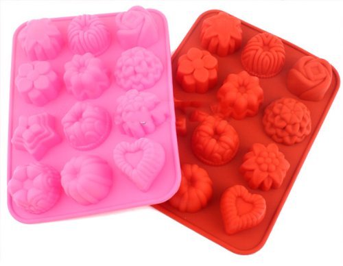 Silicone Cake Mold Pan 12 Per Sheet Flowers N2