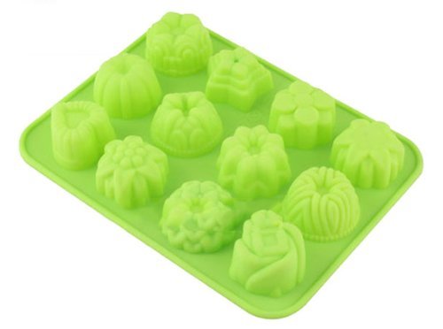 Silicone Cake Mold Pan 12 Per Sheet Flowers N3