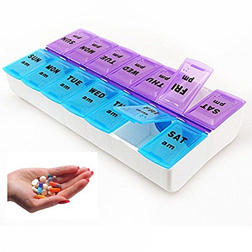 7 Day am/pm Pill & Tablet Organizer - Storage Carry Case Medicine Box Container