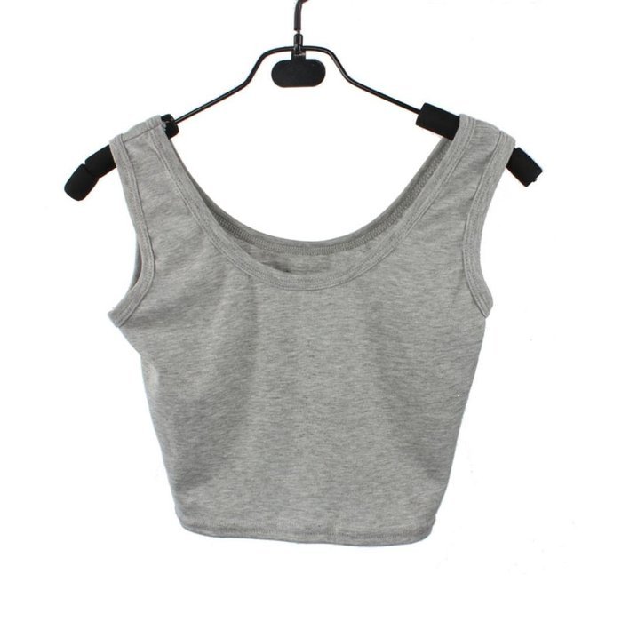 AIMTOPPY Women Tight Crop Top Skinny O-Neck T-Shirts Sports Dance Short Vest (L, Black) N7