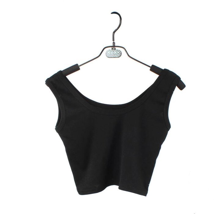 AIMTOPPY Women Tight Crop Top Skinny O-Neck T-Shirts Sports Dance Short Vest (L, Black) N15