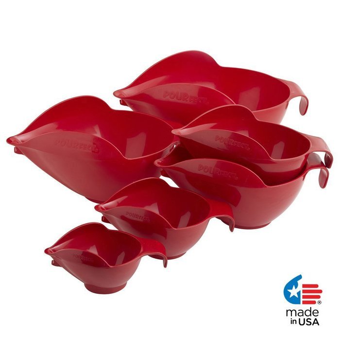 POURfect Mixing Bowls 1015 - 1-2-4-6-8-12 Cup Bowl Set - Empire Red