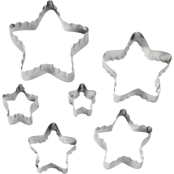 Wilton 417-2584 6-Piece Nesting Fondant Double Sided Cut Out Cutters, Star