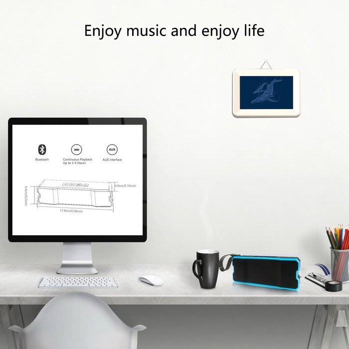 Evigreen Portable Wireless WIFI Speakers V4.0 IPX6 Waterproof Bass Sound Stereo Pairing Durable Design for iPhone... N9
