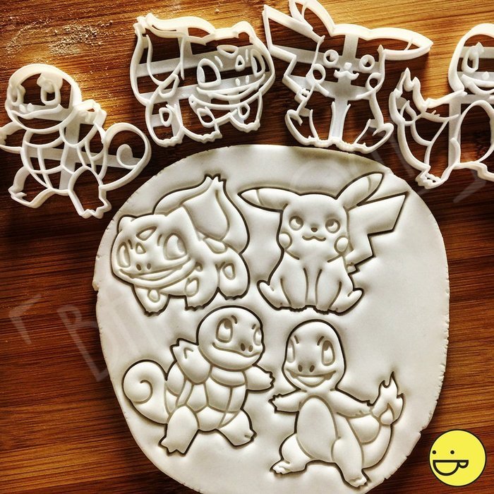 FULL SET of 4 Classic Pokemon Characters Inspired Cookie cutters (Get ALL FOUR!: Pikachu + Charmander + Squirtle...