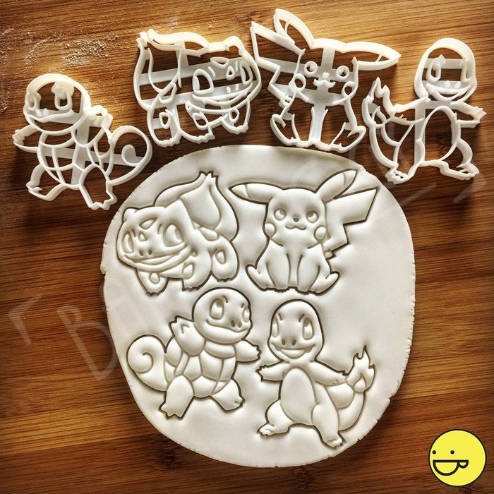 FULL SET of 4 Classic Pokemon Characters Inspired Cookie cutters (Get ALL FOUR!: Pikachu + Charmander + Squirtle... N2