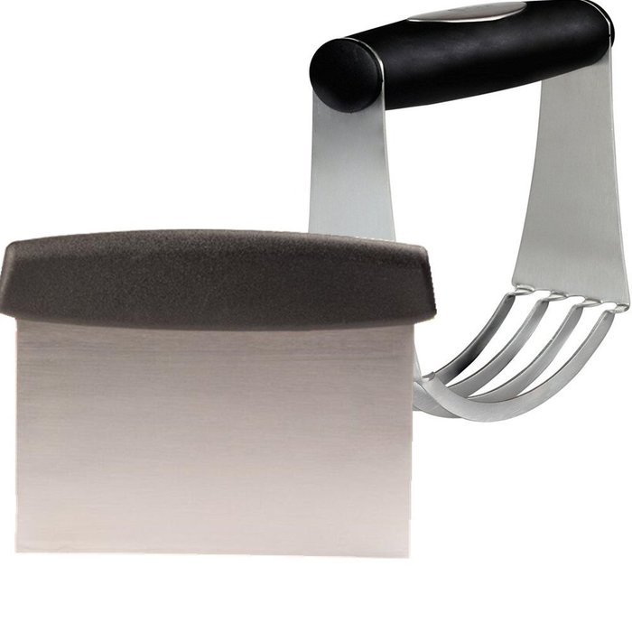 EIALA Stainless Steel Baking Pastry Dough Blender & Scraper Cutter Set (Stainless Steel)