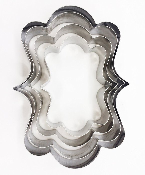 Plaque Frame Cookie Cutter, KOOTIPS 4 Pcs/Set Oval Frame Plaque Fancy Oval Stainless Steel Cookie Cutter N3