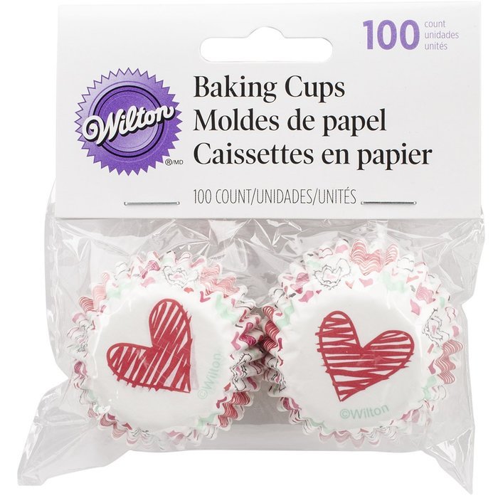 Wilton 415-2797 100 Count Valentine's Day Heart Mini Baking Cups, Assorted