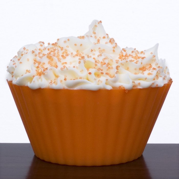 Silicone Cupcake Liners - Set Of 12 Premium Orange Muffin Baking-Cups In Storage Container. N4