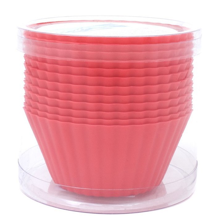 Silicone Cupcake Liners - Set Of 12 Premium Orange Muffin Baking-Cups In Storage Container. N15