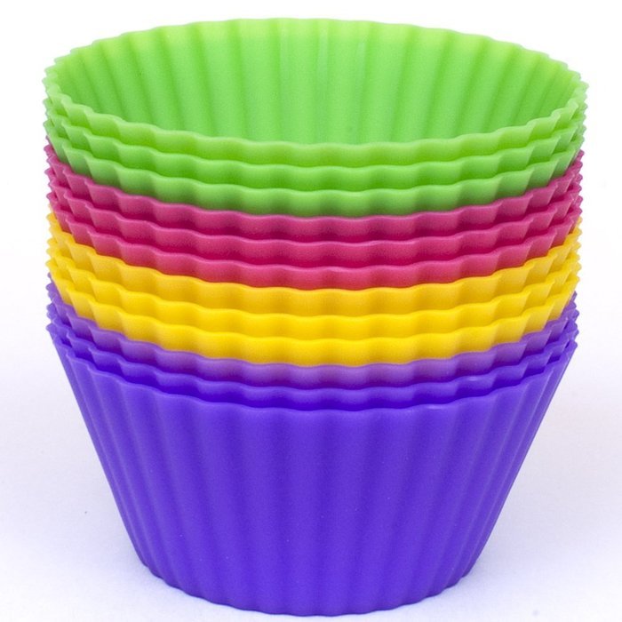 Silicone Cupcake Liners - Set Of 12 Premium Orange Muffin Baking-Cups In Storage Container. N22