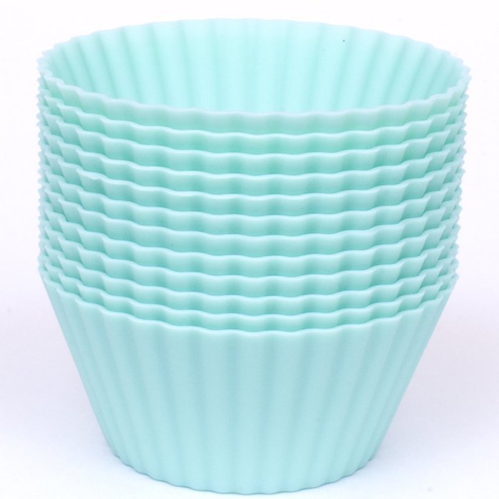Silicone Cupcake Liners - Set Of 12 Premium Orange Muffin Baking-Cups In Storage Container. N30